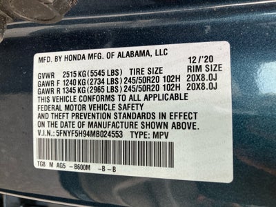 2021 Honda Pilot 2WD Touring 8 Passenger