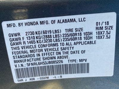 2018 Honda Odyssey EX