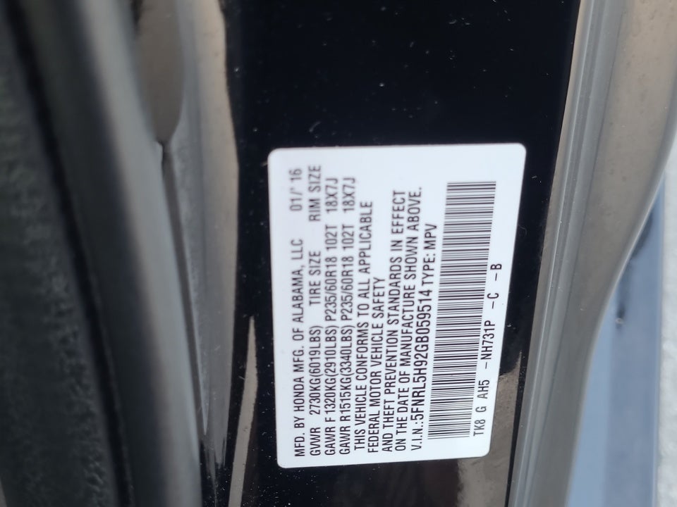 2016 Honda Odyssey Touring Elite