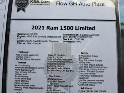 2021 RAM 1500 Limited Crew Cab 4x4 5'7" Box