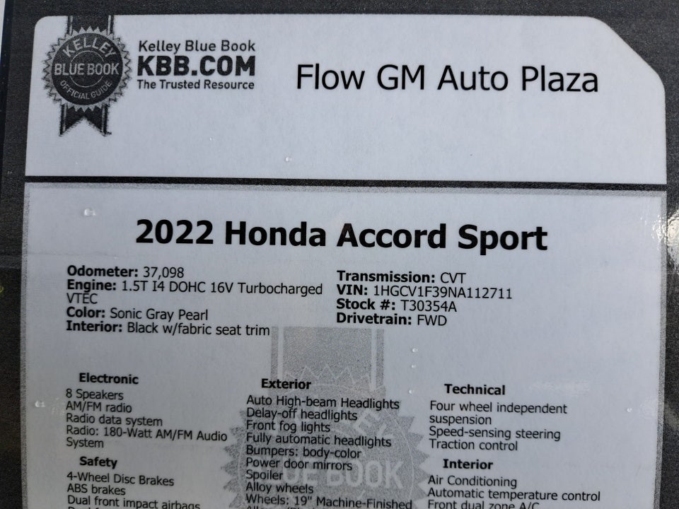 2022 Honda Accord Sport