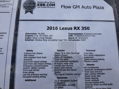 2016 Lexus RX 350 350