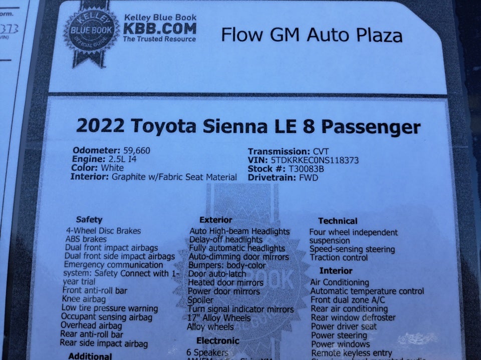 2022 Toyota Sienna LE