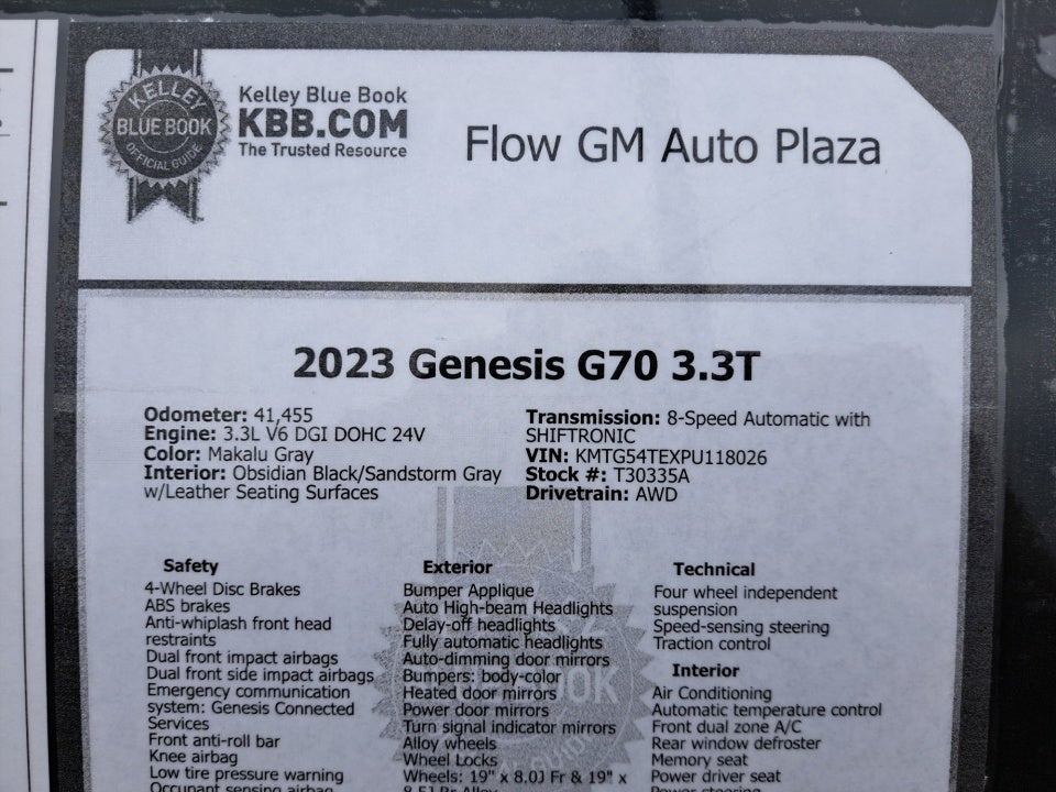 2023 Genesis G70 3.3T