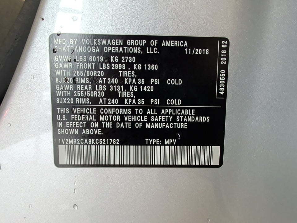 2019 Volkswagen Atlas 3.6L V6 SEL