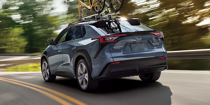 subaru solterra rear quarter driver side view